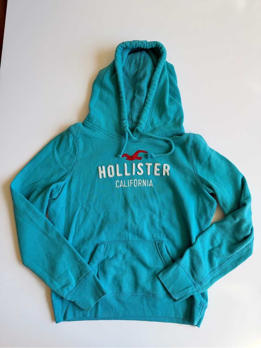 Hollister California Y2K Hoodie Embroidered Blue Womens L